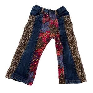 Vtg Y2K 2000s Childrens Place Velour Patchwork Jeans Sz 24 Months